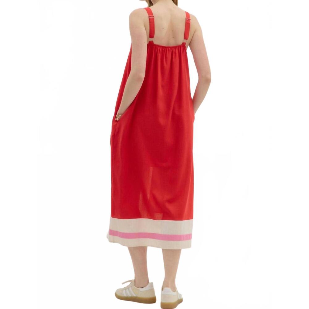 NEW ENTRO porch swing color-block dress in red - Picture 4 of 8